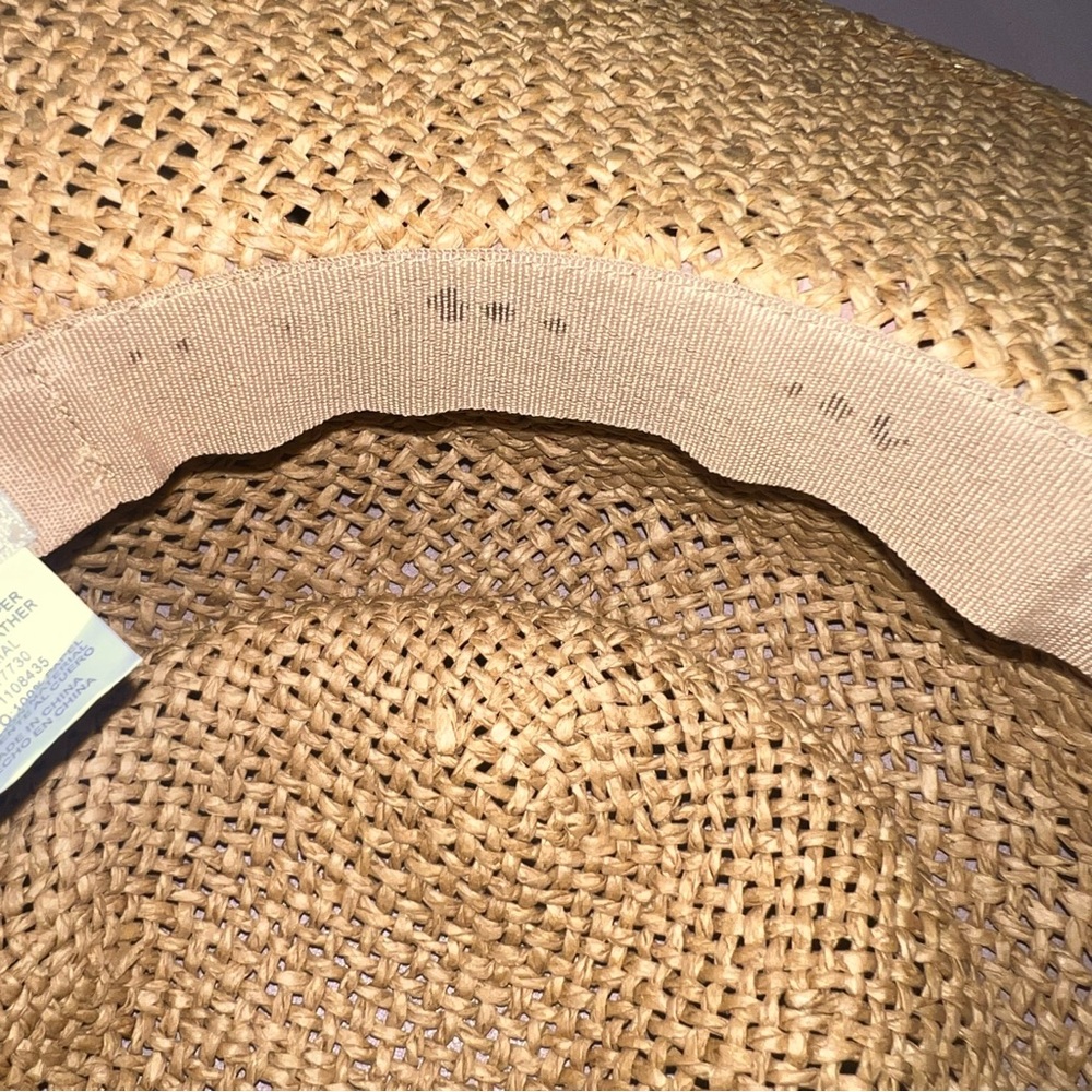 Universal Thread Straw Panama Hat Tan Wide Brim Summer Sun Hat Paper Braid Boho - Picture 10 of 10